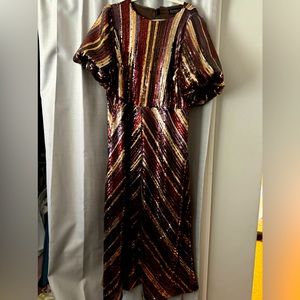 Beautiful brand new sequined dress.  Long ankle length. Never worn, size 20.